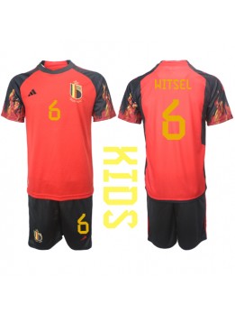 Otroški Nogometna dresi replika Belgija Axel Witsel #6 Domači SP 2022 Kratek rokav (+ hlače)